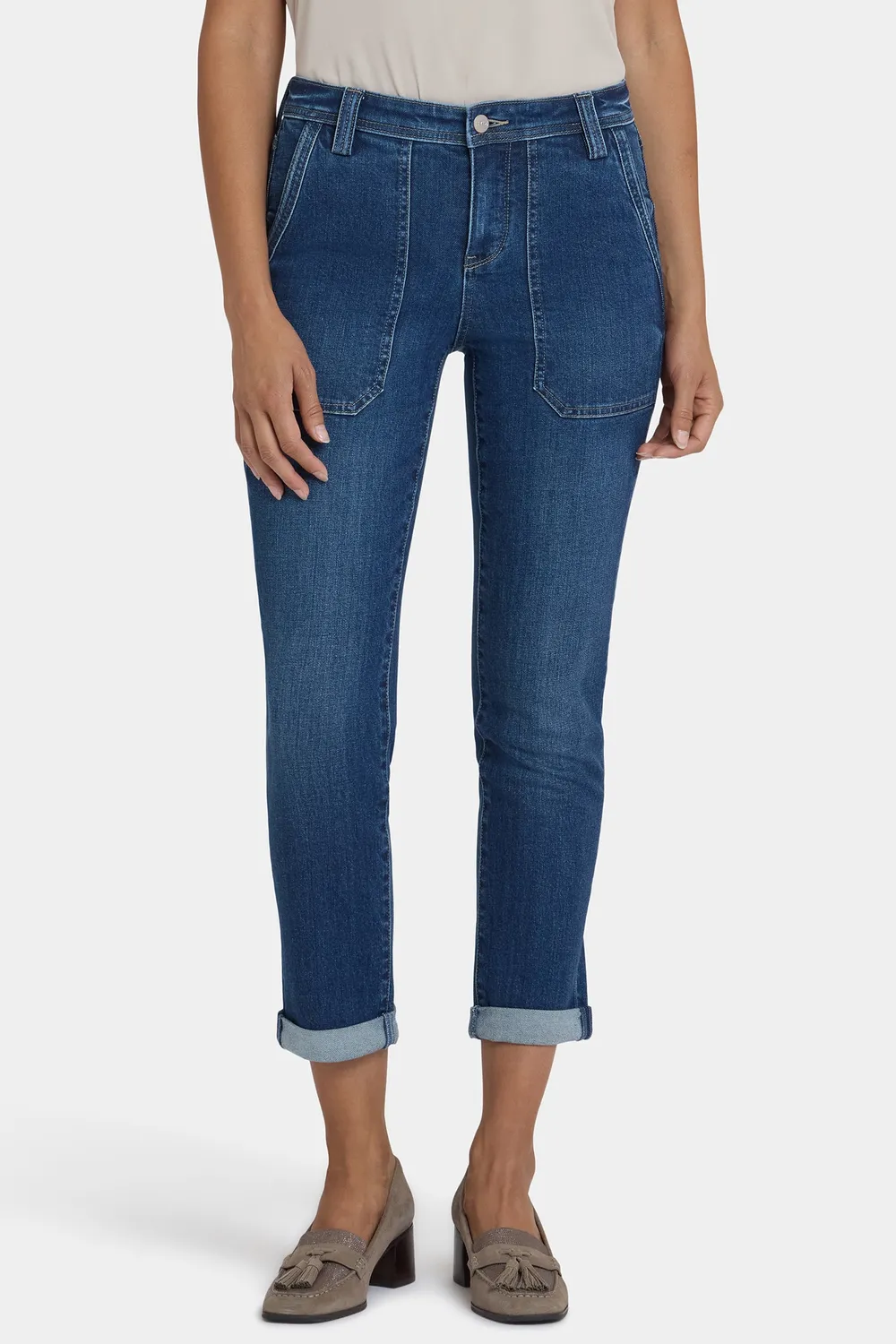 NYDJ Margot Girlfriend Jeans Petite Vintage Lapis Blau