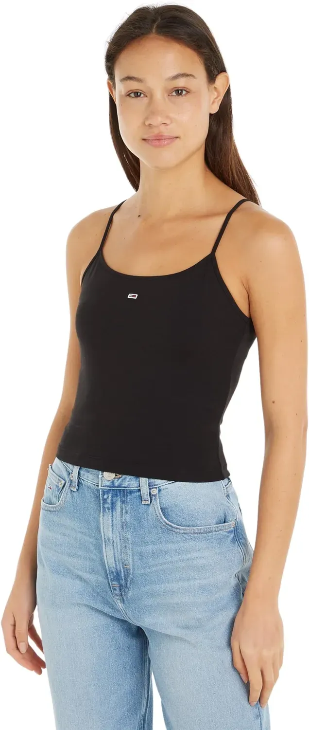 Tommy Jeans Strap Top DW0DW17381 Schwarz Cropped