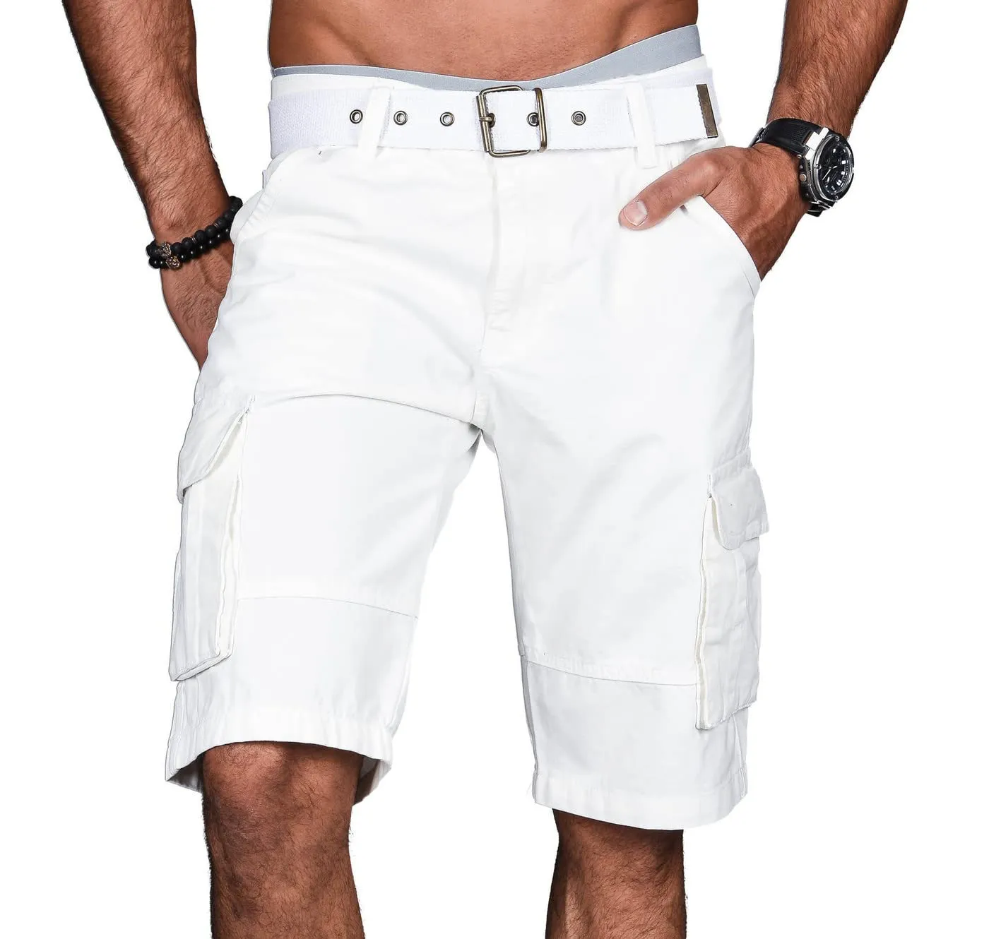 Alessandro Salvarini Cargo Shorts AS-037 Schwarz mit Gürtel