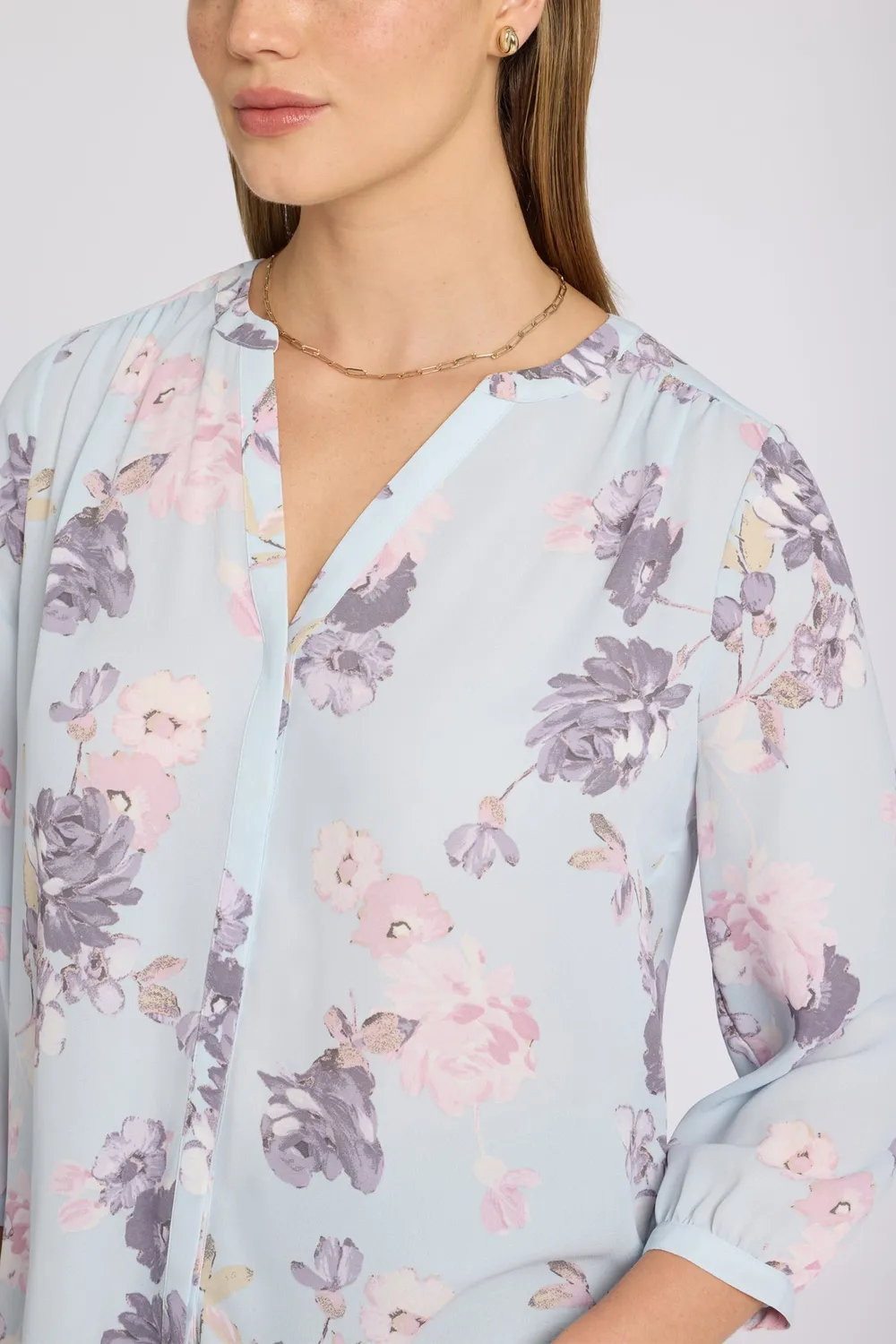 NYDJ Pintuck Blouse Bluse Graceful Blossom geblümt