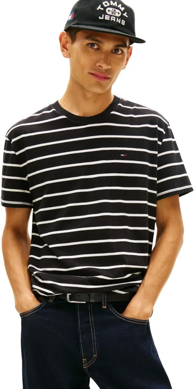 Tommy Jeans TJM Reg Stripe DM0DM22544 T-Shirt Gr.L gestreift