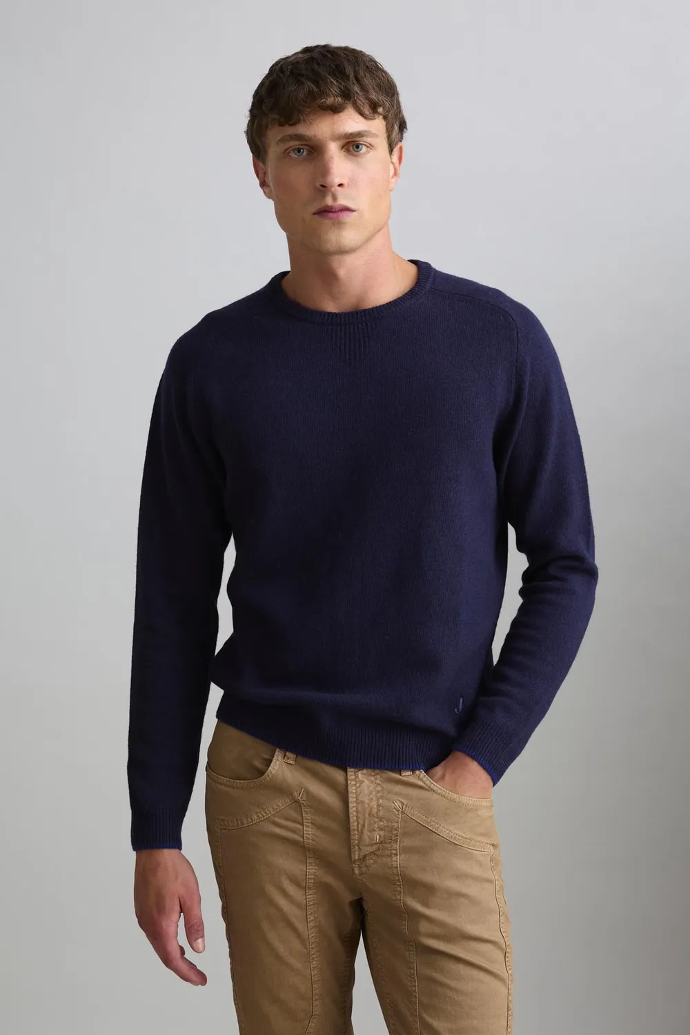 Jeckerson Raglan Rundhals Pullover Dunkelblau Wolle