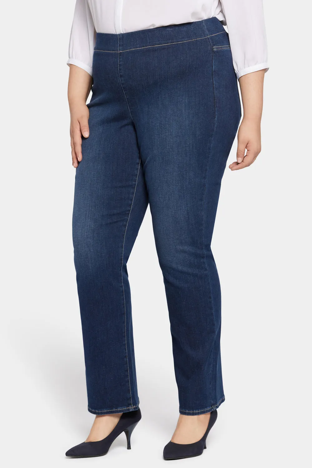 NYDJ Pull-On Straight Jeans Plus Wonderland blau