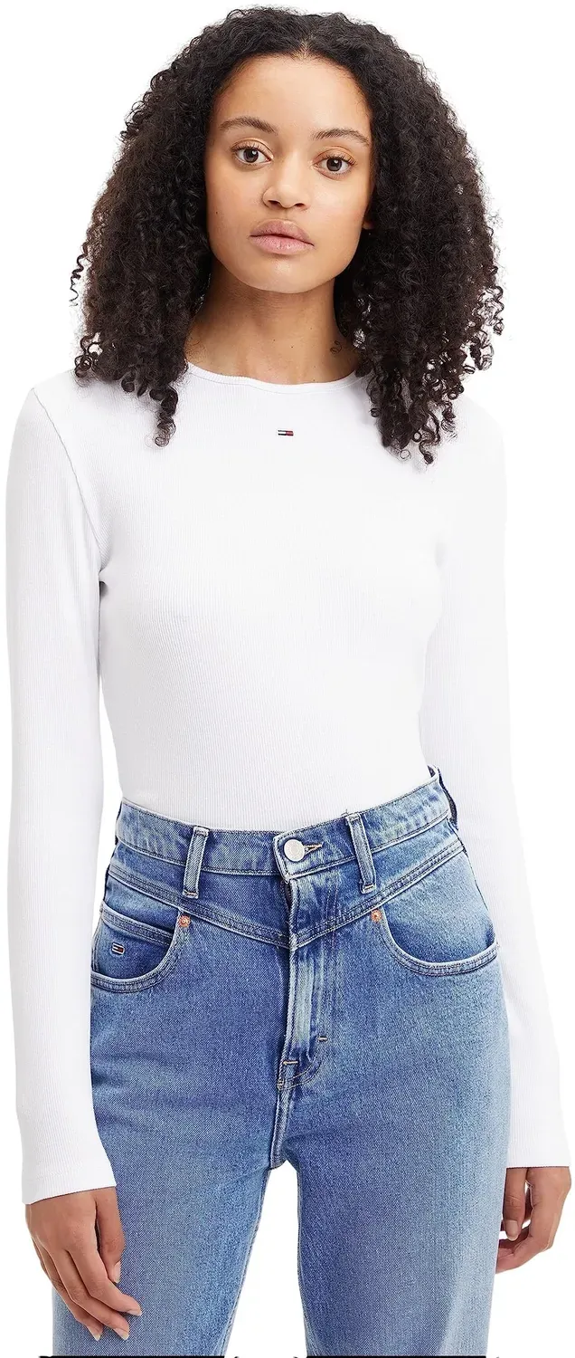 Tommy Jeans BBY Essential Rib Langarmshirt Damen Ripp