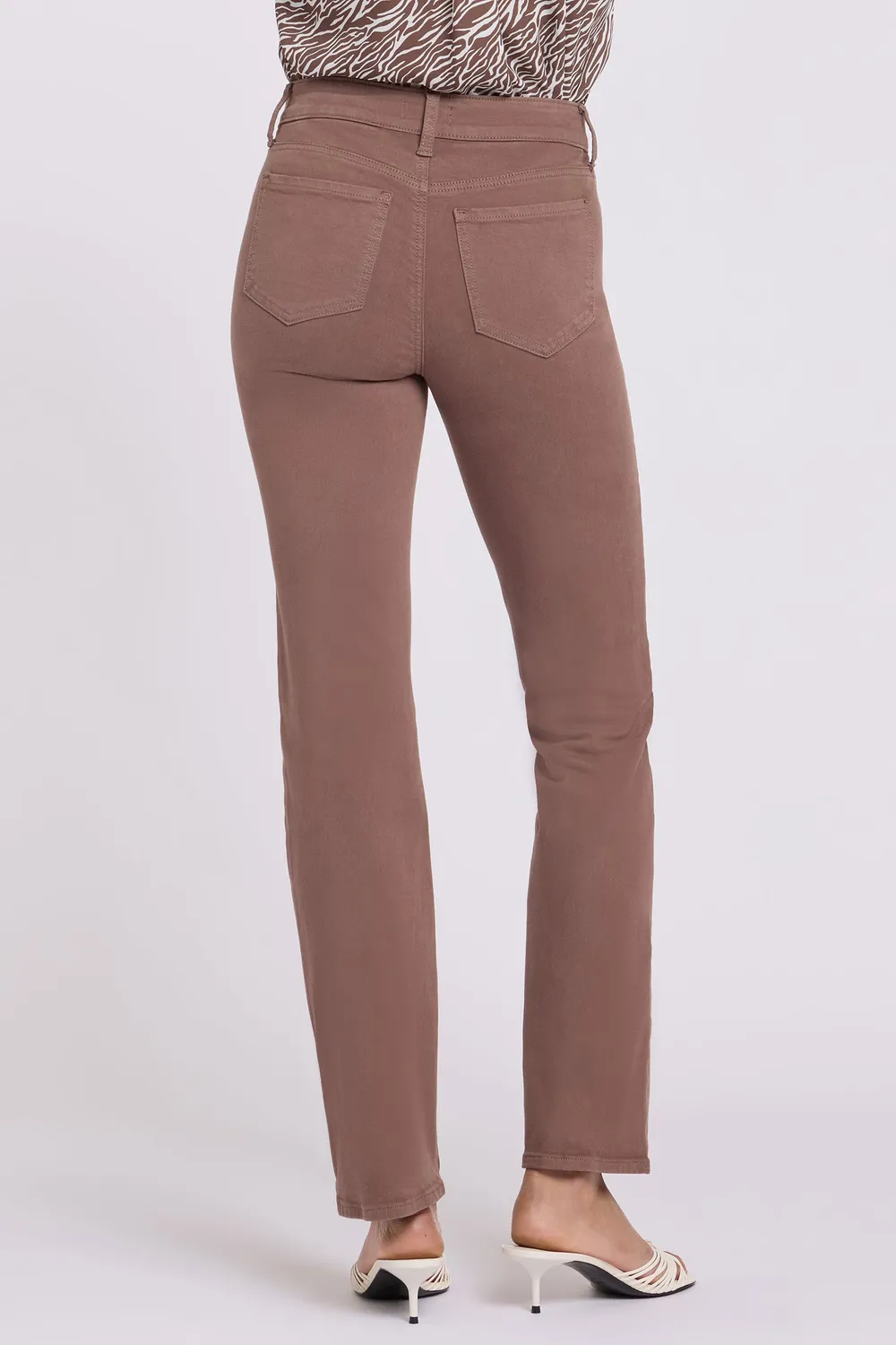 NYDJ Marilyn Straight Jeans Deep Taupe Mid Rise