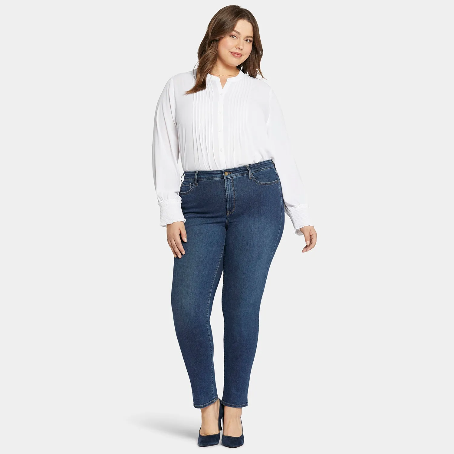 NYDJ Sheri Slim Jeans Cooper Plus Size mit Stretch