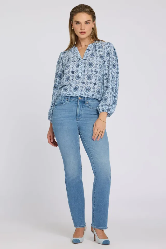 NYDJ Marilyn Straight Jeans Vista Lakes mittelblau
