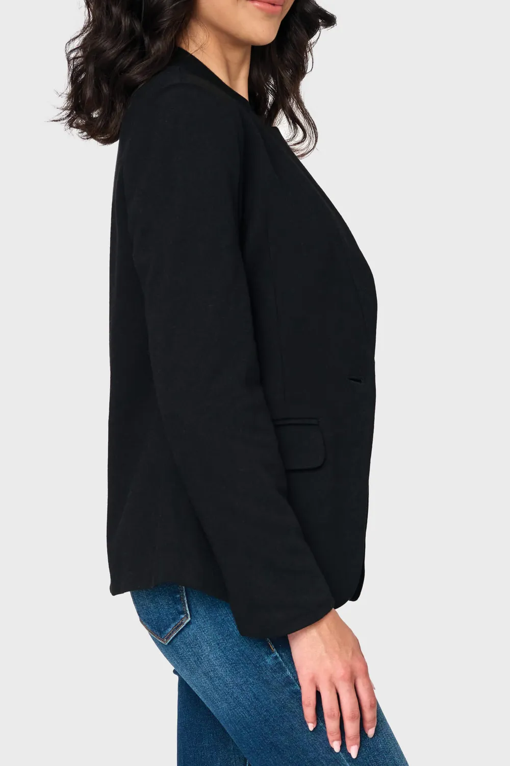 Gibsonlook Notch Collar Blazer Schwarz Strick 65cm