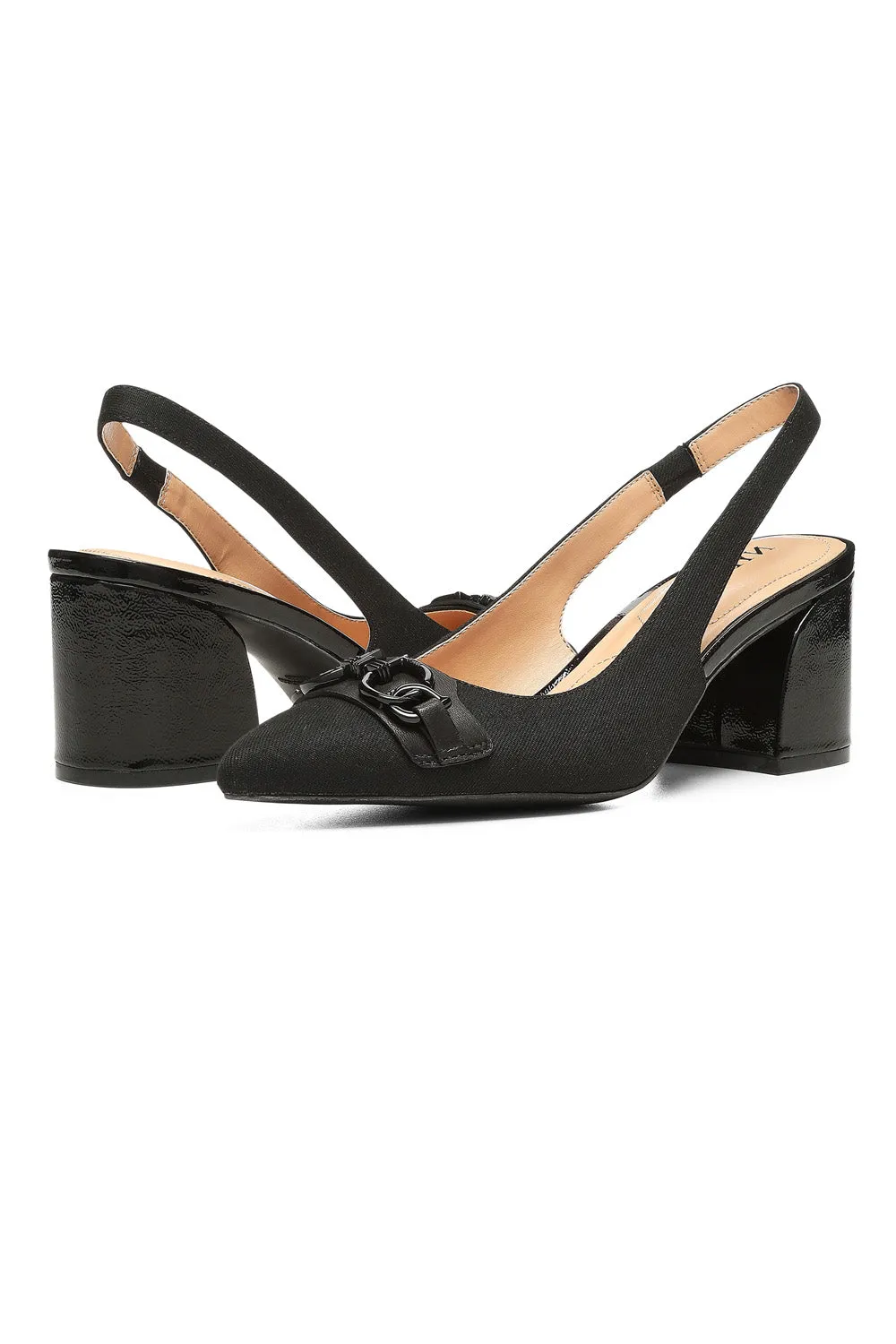 NYDJ Sanya Slingback Heels Schwarz Denim