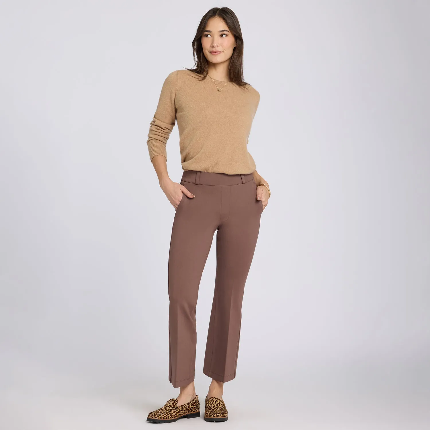 NYDJ Pull-On Flared Ankle Hose Deep Taupe sculpt