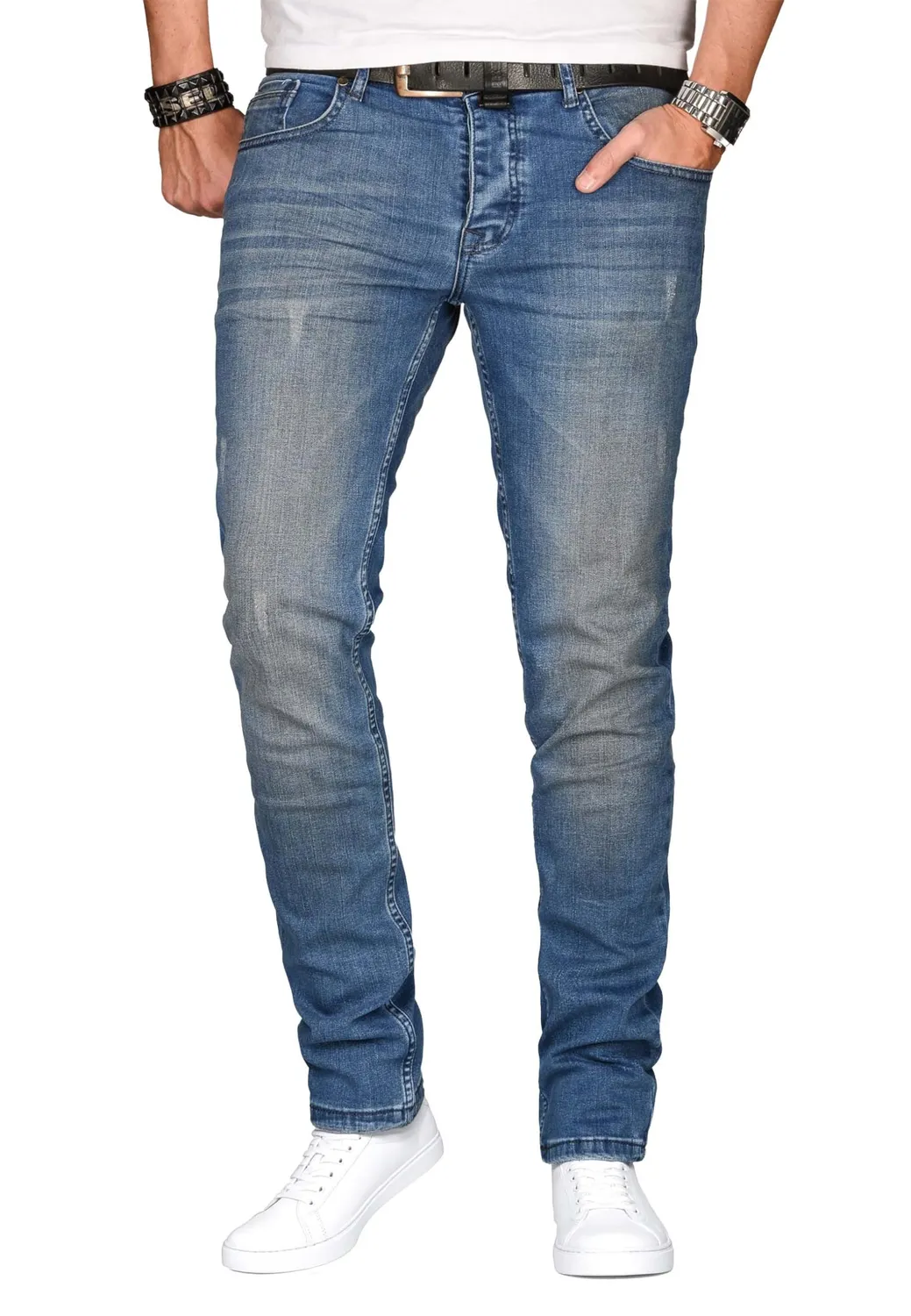 Alessandro Salvarini Slim Fit Jeans Herren 38W/36L Washed