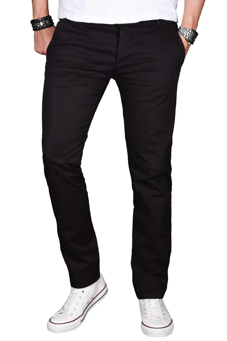Alessandro Salvarini AS024 Chino Herren Schwarz Stretch
