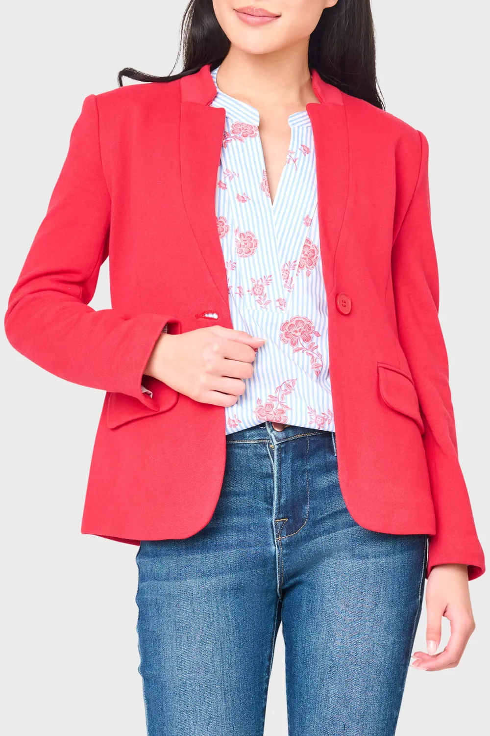 Gibsonlook Notch Collar Strickblazer Rot Lipstick