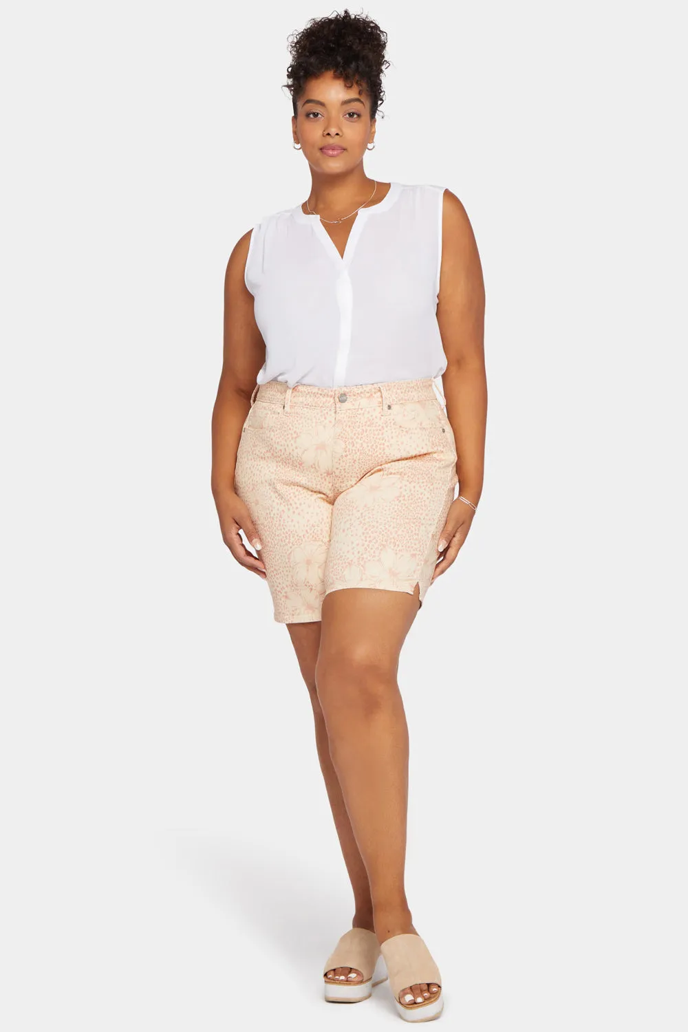 NYDJ Ella Denim Shorts Shorts Daydream Leopard Plus Size