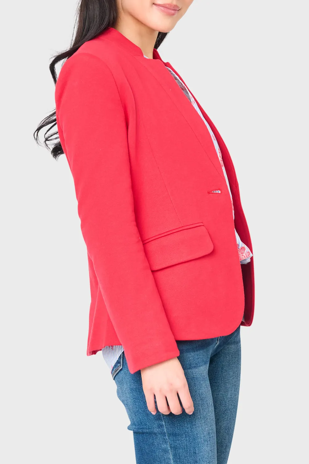 Gibsonlook Notch Collar Strickblazer Rot Lipstick