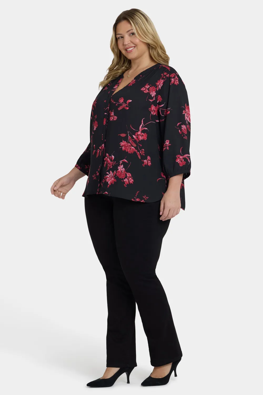 NYDJ Pintuck Bluse Plus Size Vivienne Floral
