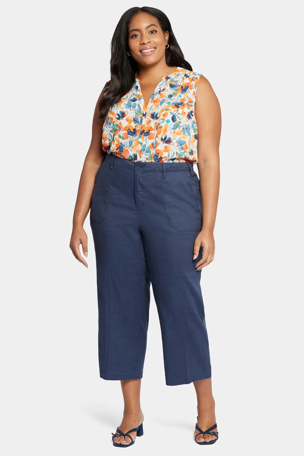 NYDJ Wide Leg Cargo Capri Hose Oxford Navy Plus Size
