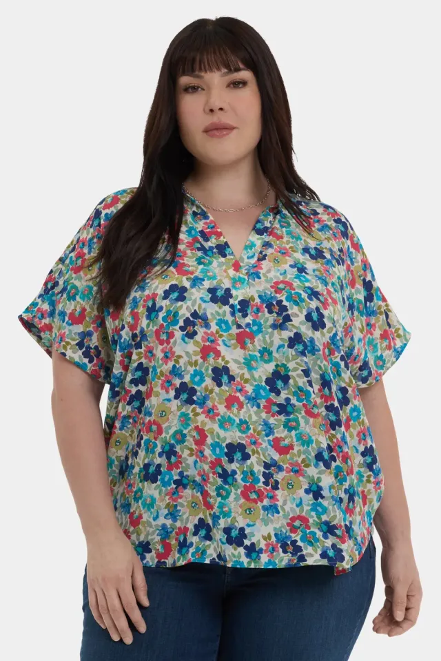 NYDJ Becky Kurzarm Bluse Cala Gracio Plus Size Georgette