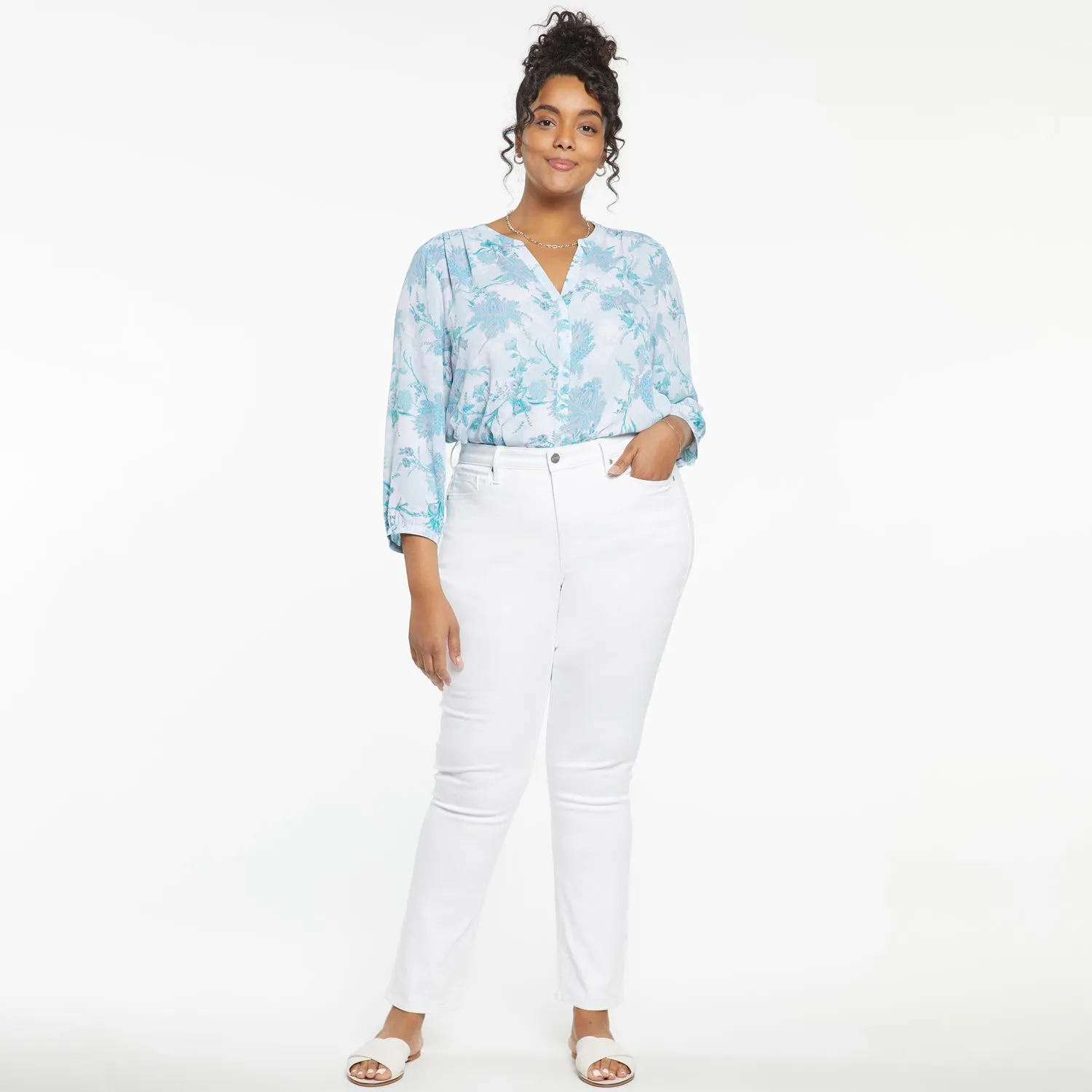 NYDJ Sheri Slim Plus Size Jeans Optic White weiß