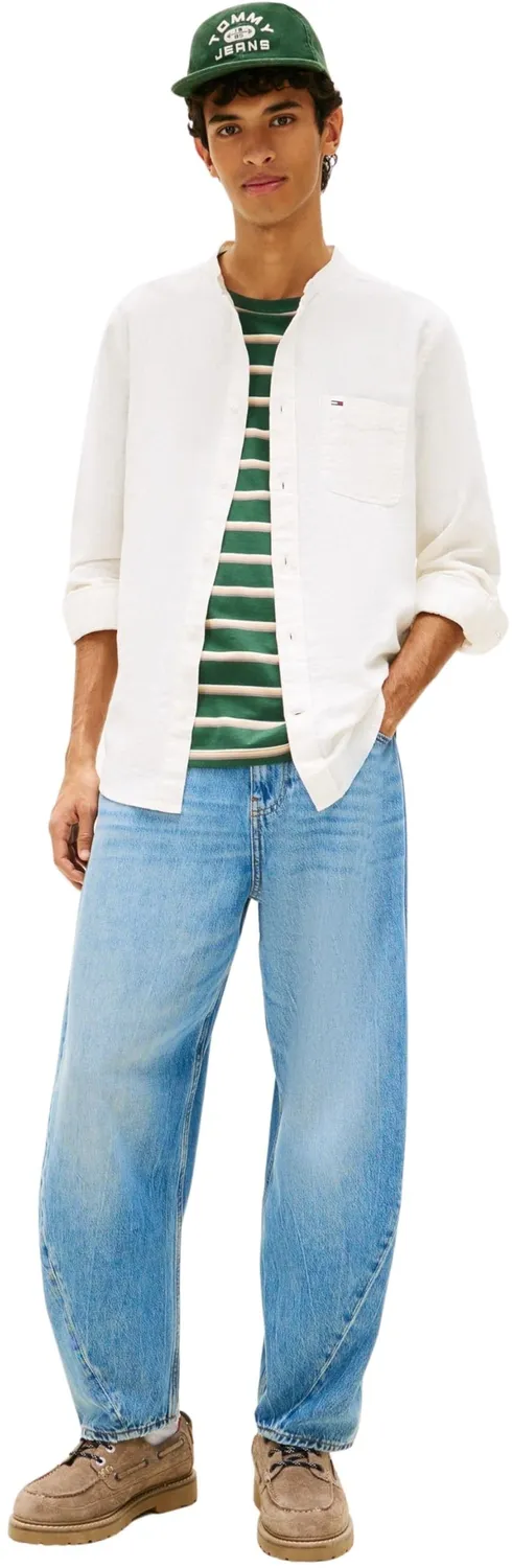 Tommy Jeans TJM Reg Linen Hemd DM0DM22756 Herren Leinen langarm