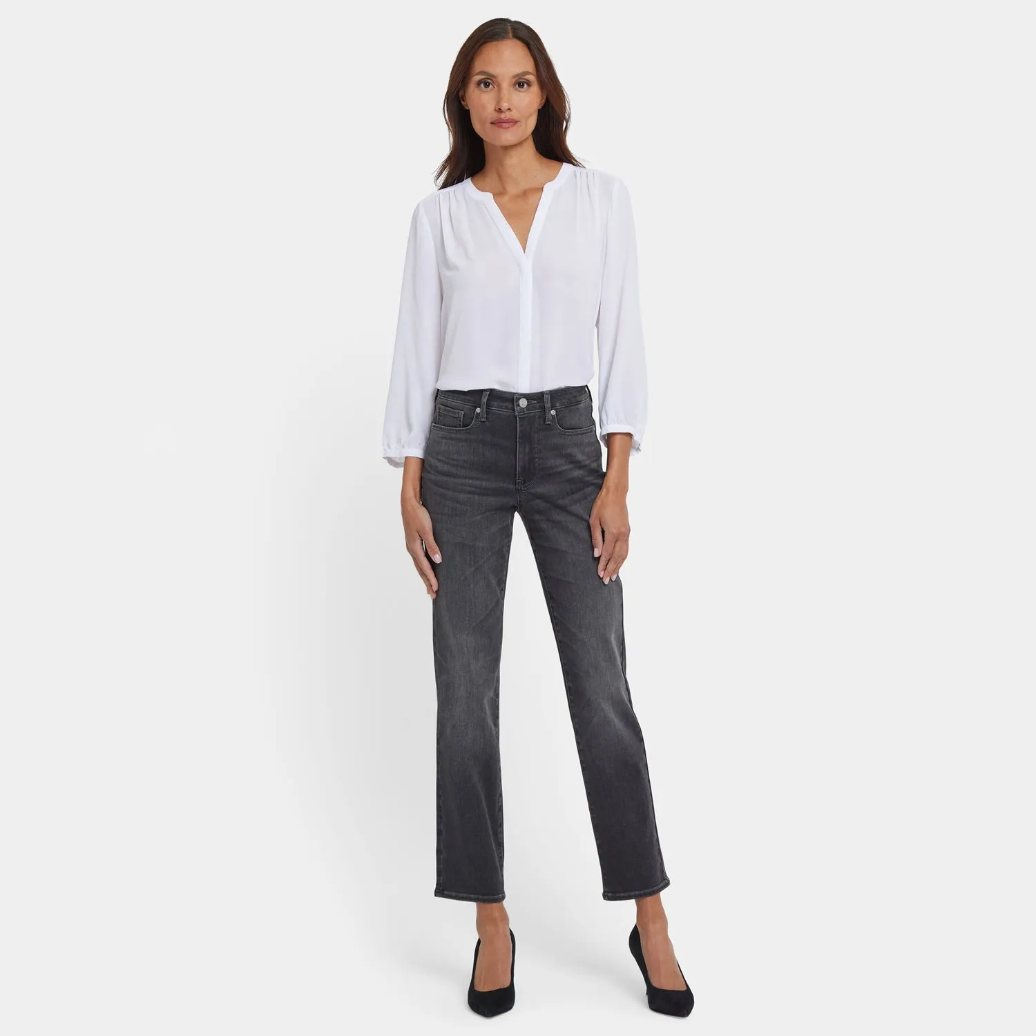 NYDJ Sheri Slim Jeans Petite Grau Gloomy Marais slim