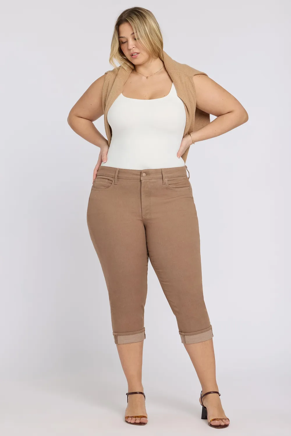 NYDJ Marilyn Straight Crop Jeans Plus Toasted Coconut