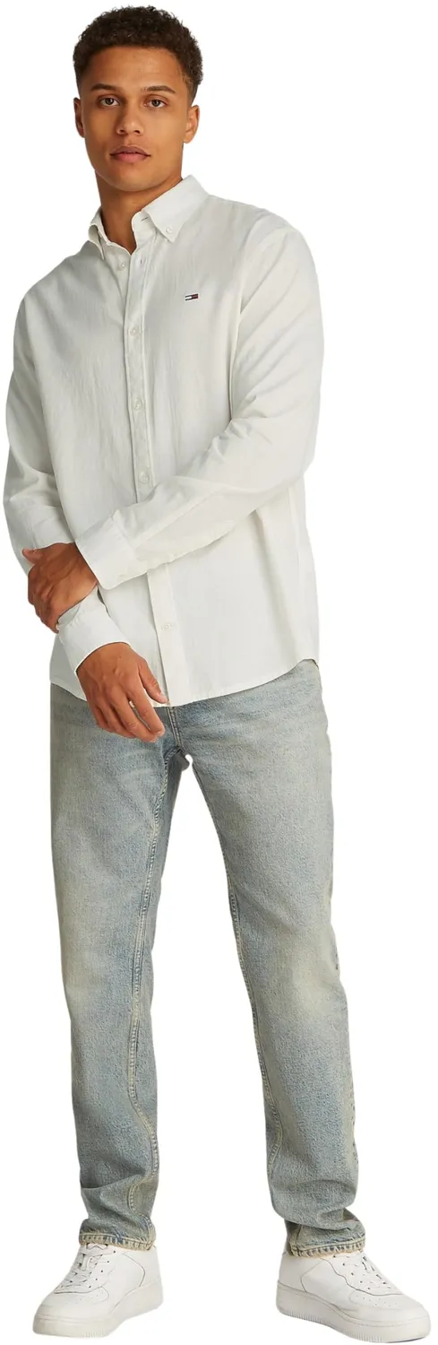 Tommy Jeans Linen Blend Herrenhemd Beige Leinen