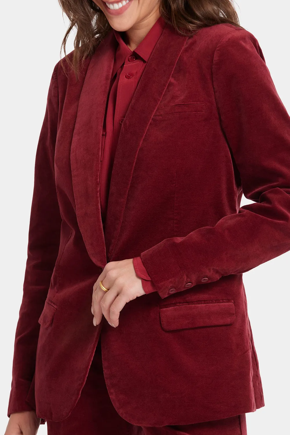 NYDJ Tuxedo Blazer Samtblazer Wild Currant Rot