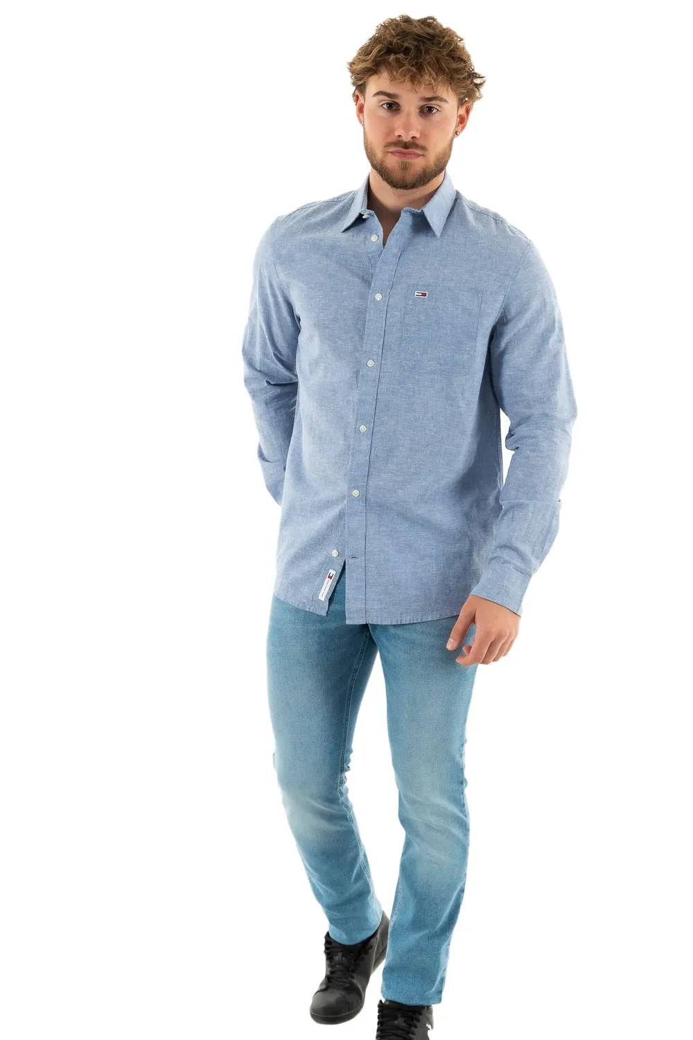 Tommy Jeans TJM Reg Linen Blend Shirt Herren Hemd XL