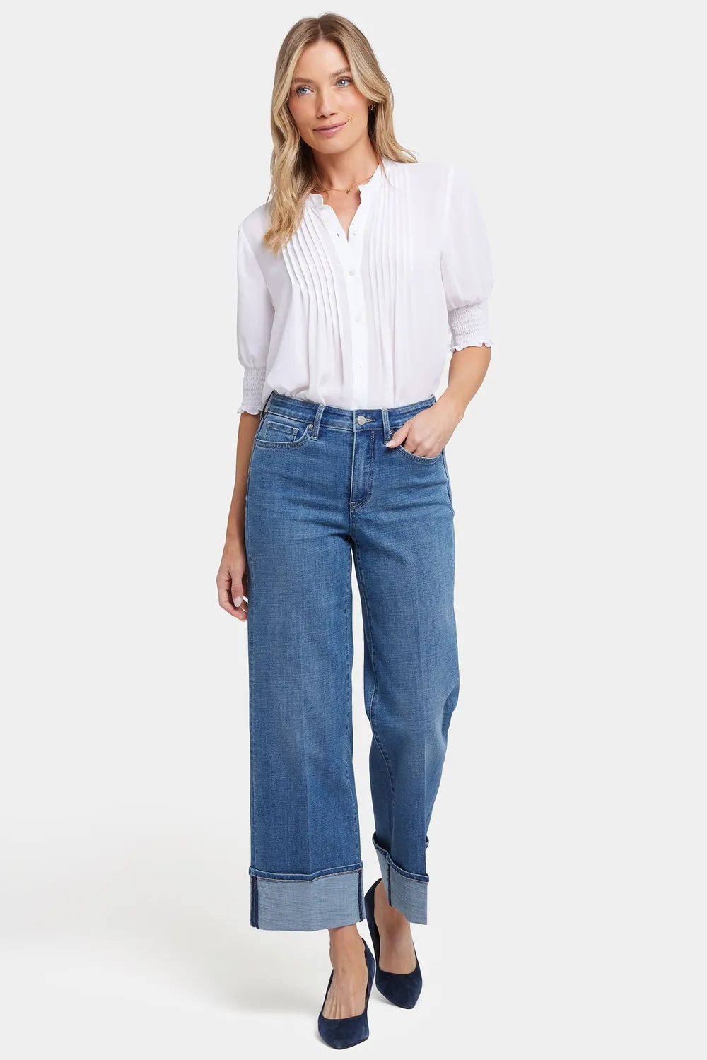 NYDJ Teresa Wide Leg Petite Jeans Stillwater Lake High-Rise