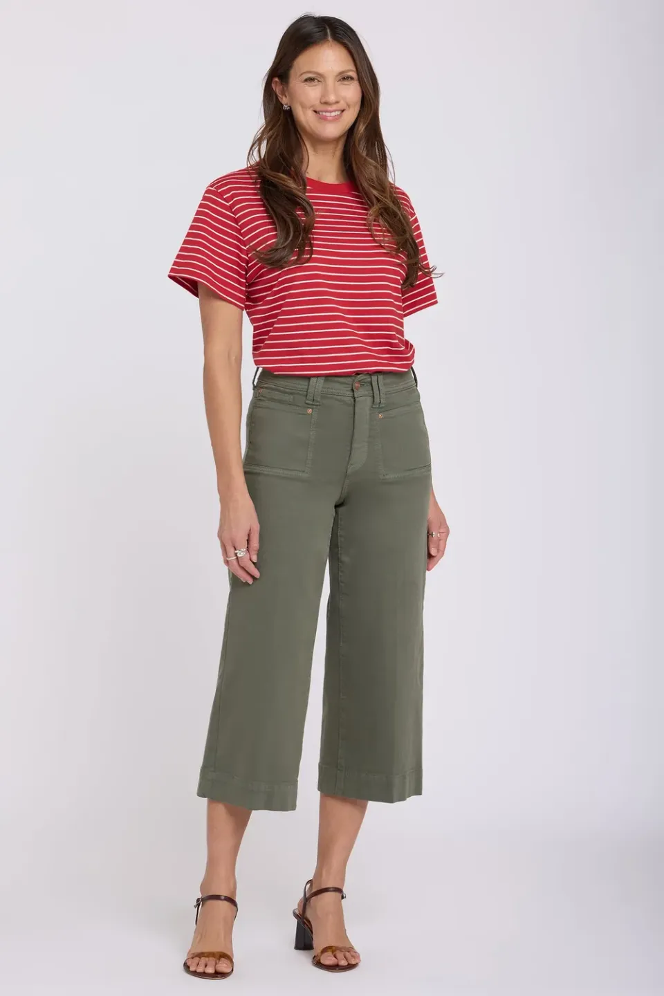 NYDJ Brigitte Wide Leg Capri Jeans Desert Green grün