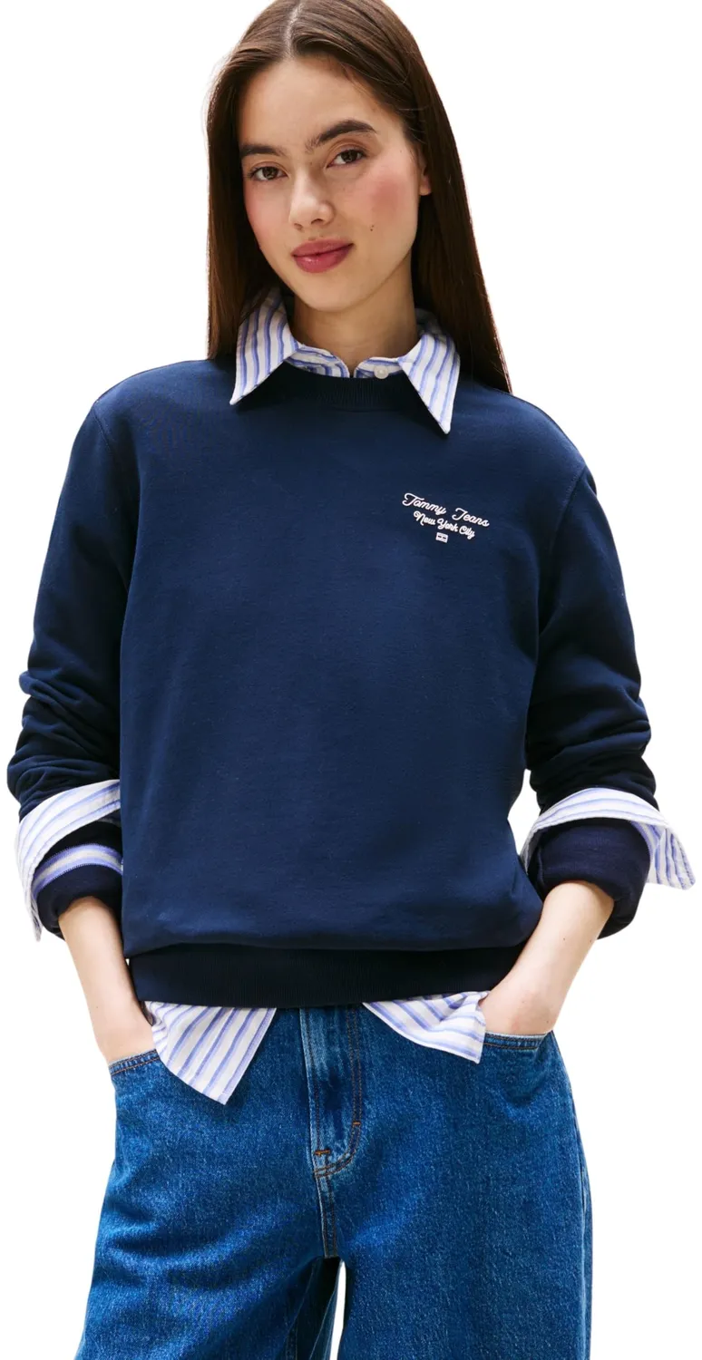 Tommy Jeans Reg ESS Logo Crew Sweatshirt DW0DW21960 Schwarz M