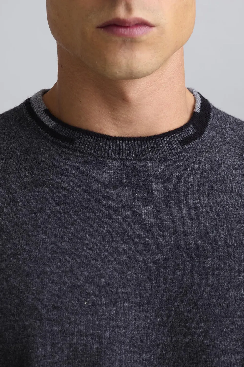 Jeckerson Girocollo Cardato Pullover Herren stahlgrau Wolle