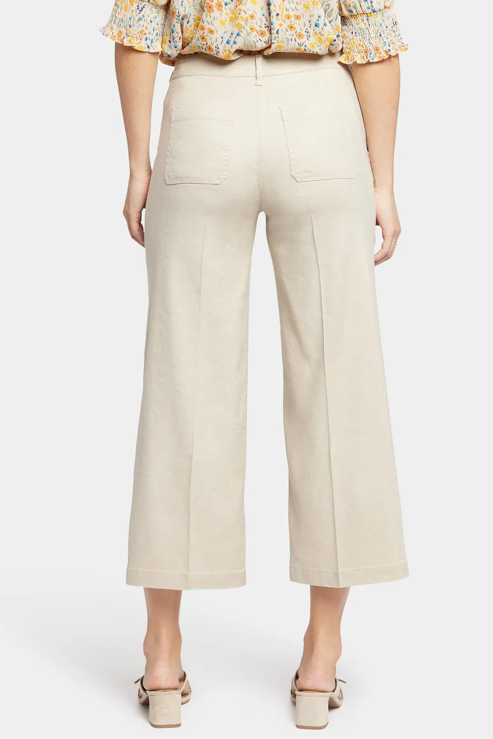 NYDJ Wide Leg Cargo Capri Petite Feather Leinen