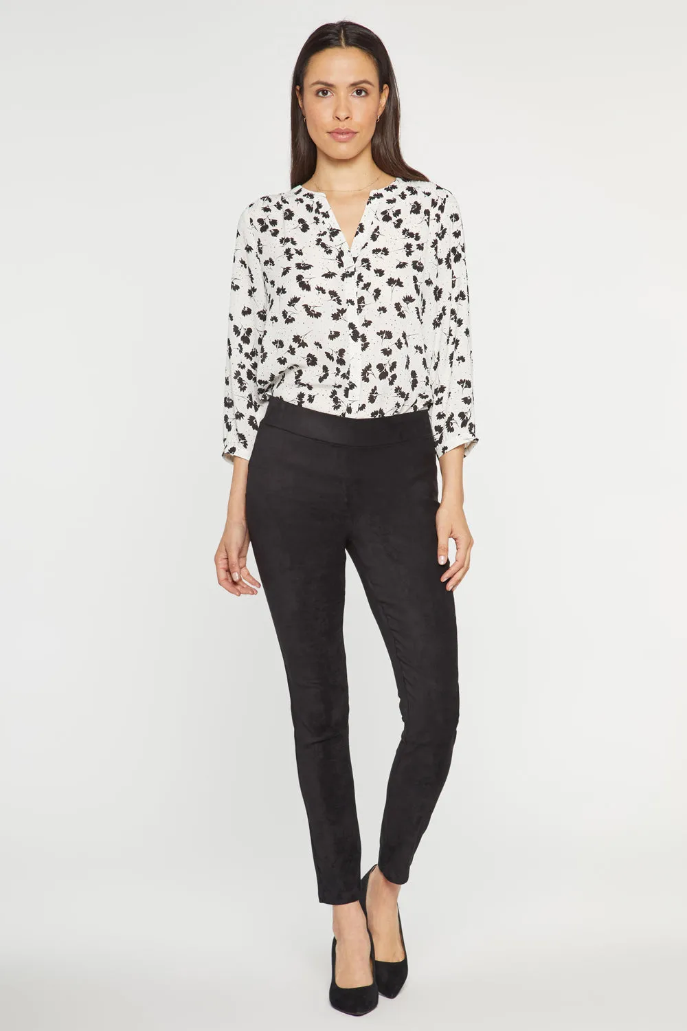 NYDJ Basic Legging Pants Hose Schwarz Petite Wildleder