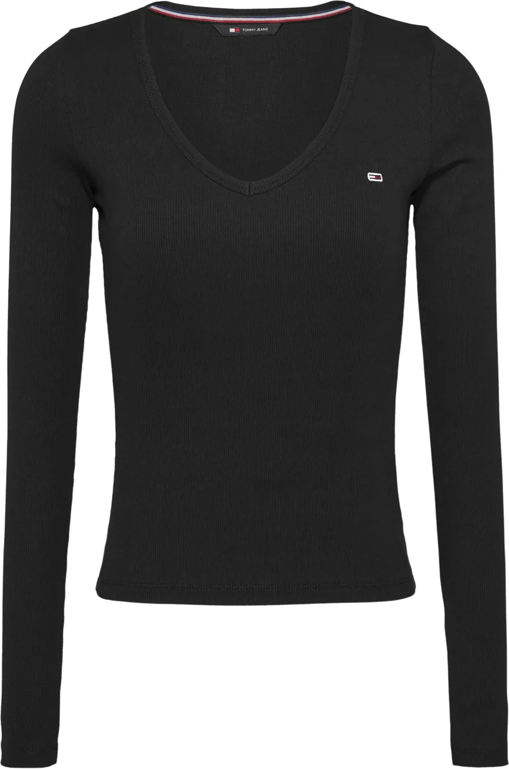 Tommy Jeans Essential V-Neck Langarmshirt M schwarz