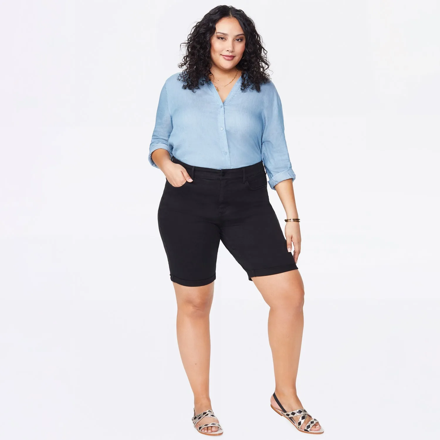 NYDJ Briella Denim Shorts Schwarz Plus Size lang