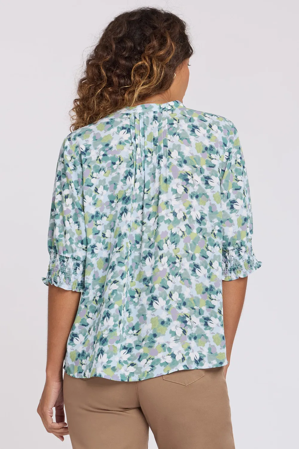 NYDJ Pleated Kurzarm Bluse Bloomington Falten