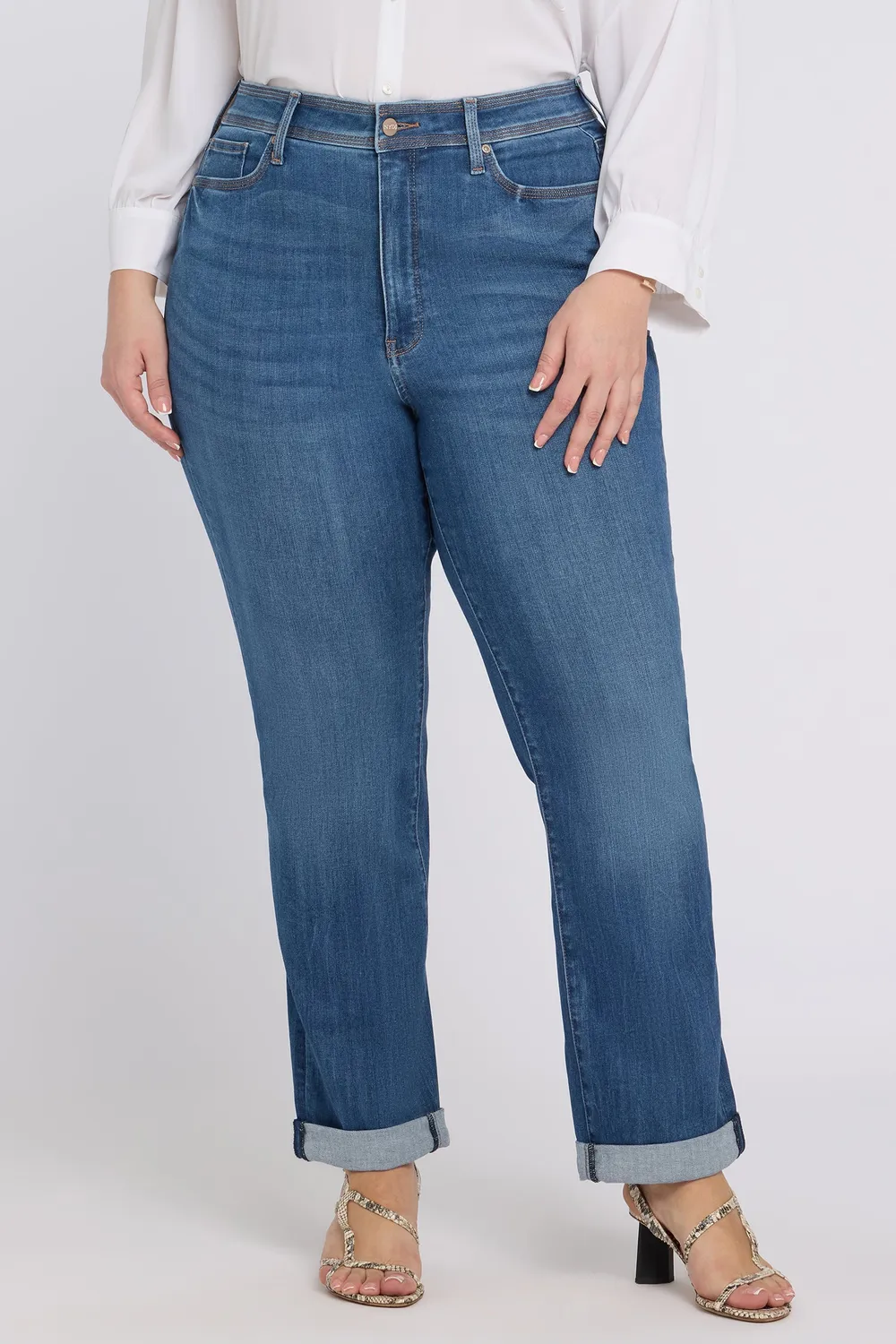 NYDJ Marilyn Straight Plus Size Jeans Wild River High Rise