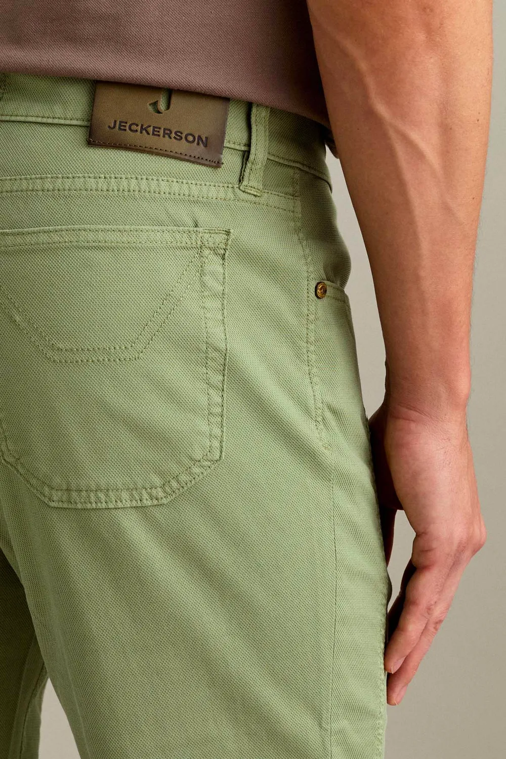 Jeckerson John Slim Fit Hose Salbeigrün Microstruktur