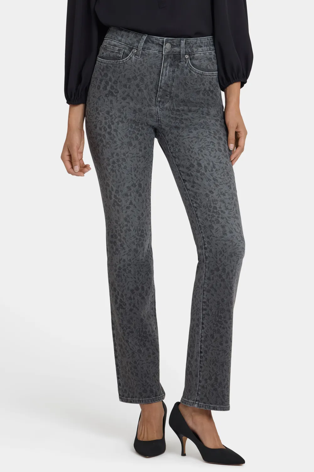 NYDJ Marilyn Straight Jeans Grey Daniela Ditsy geblümt