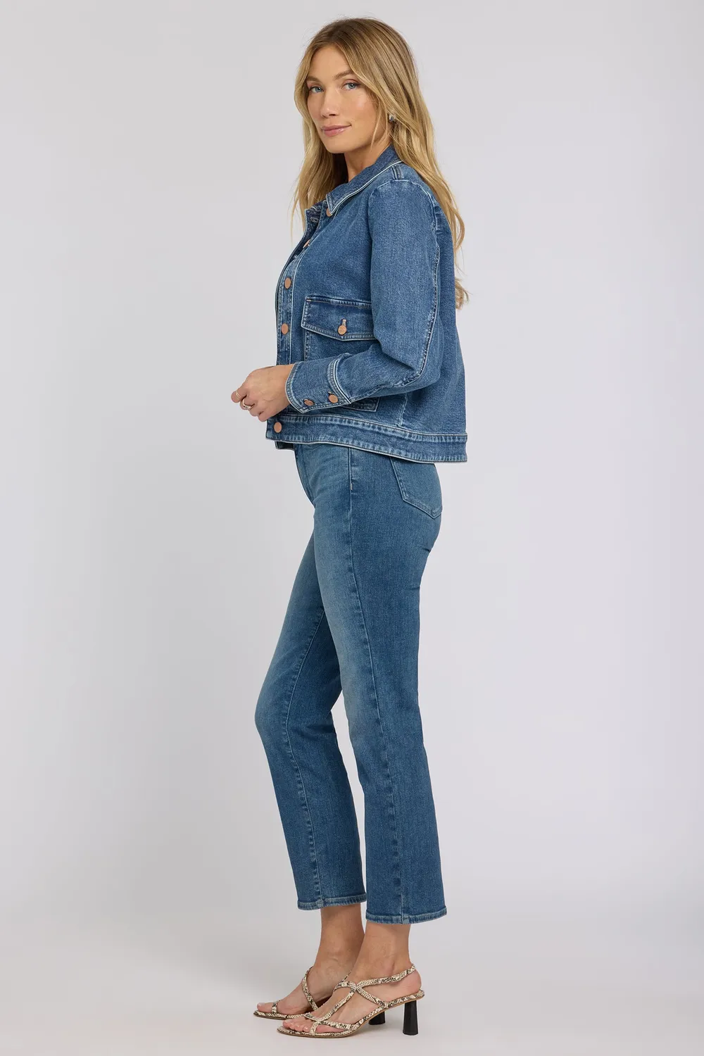 NYDJ Salton Jeansjacke Indigoblau Oversize-Taschen
