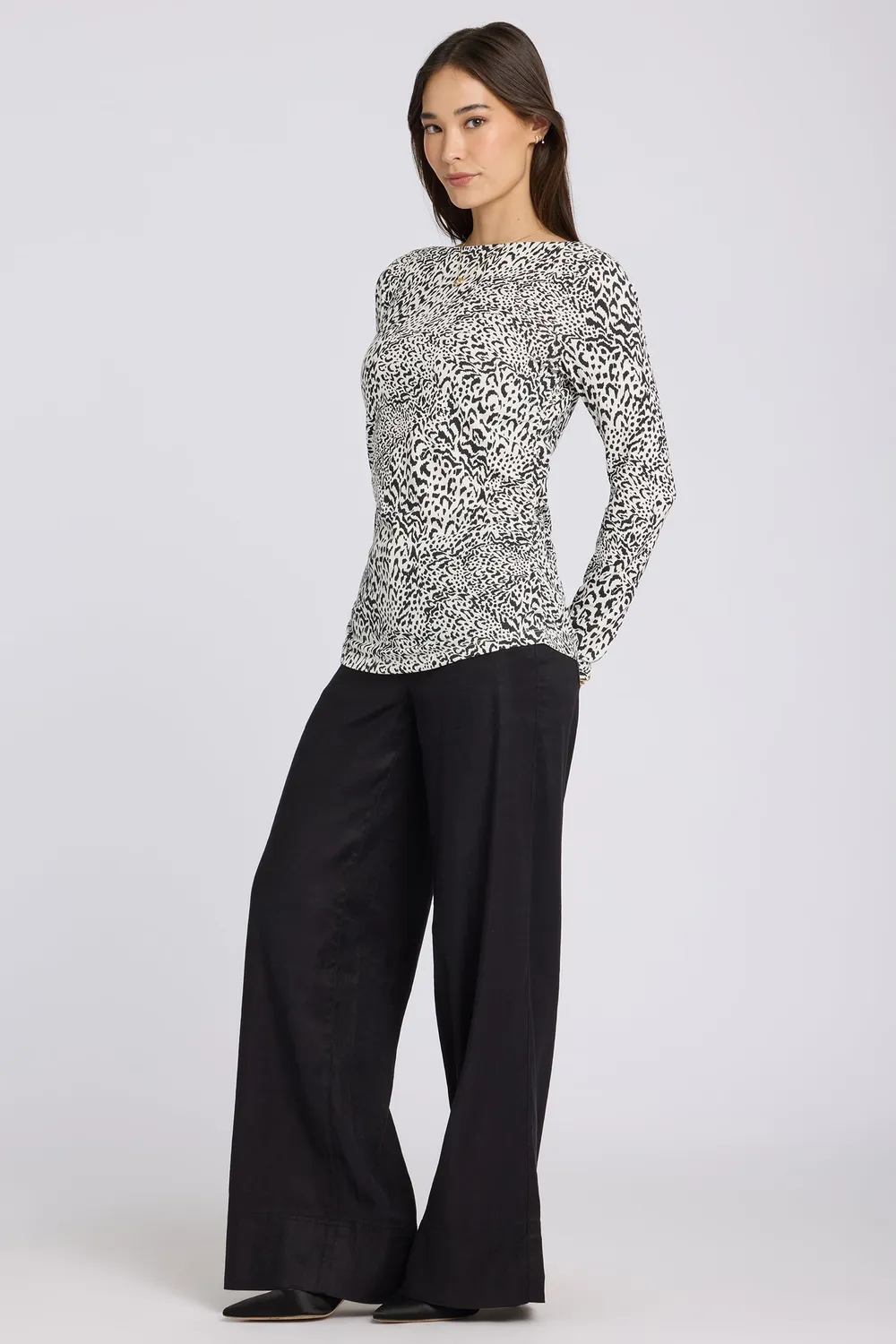 NYDJ Boatneck Knit Top Caitlyn Stricktop Schwarz-Multi