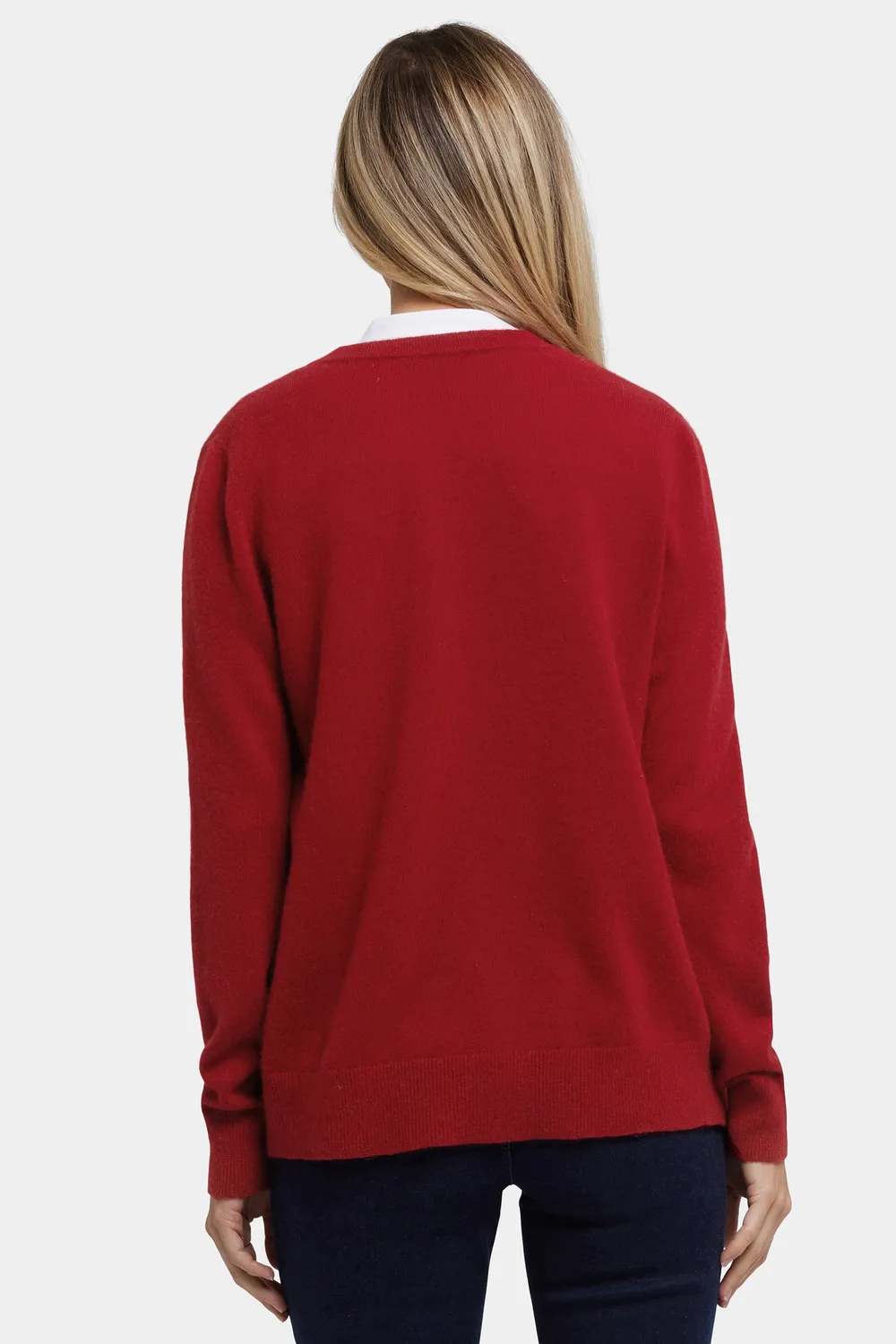 NYDJ Cashmere Crewneck Cardigan Strickjacke Rot