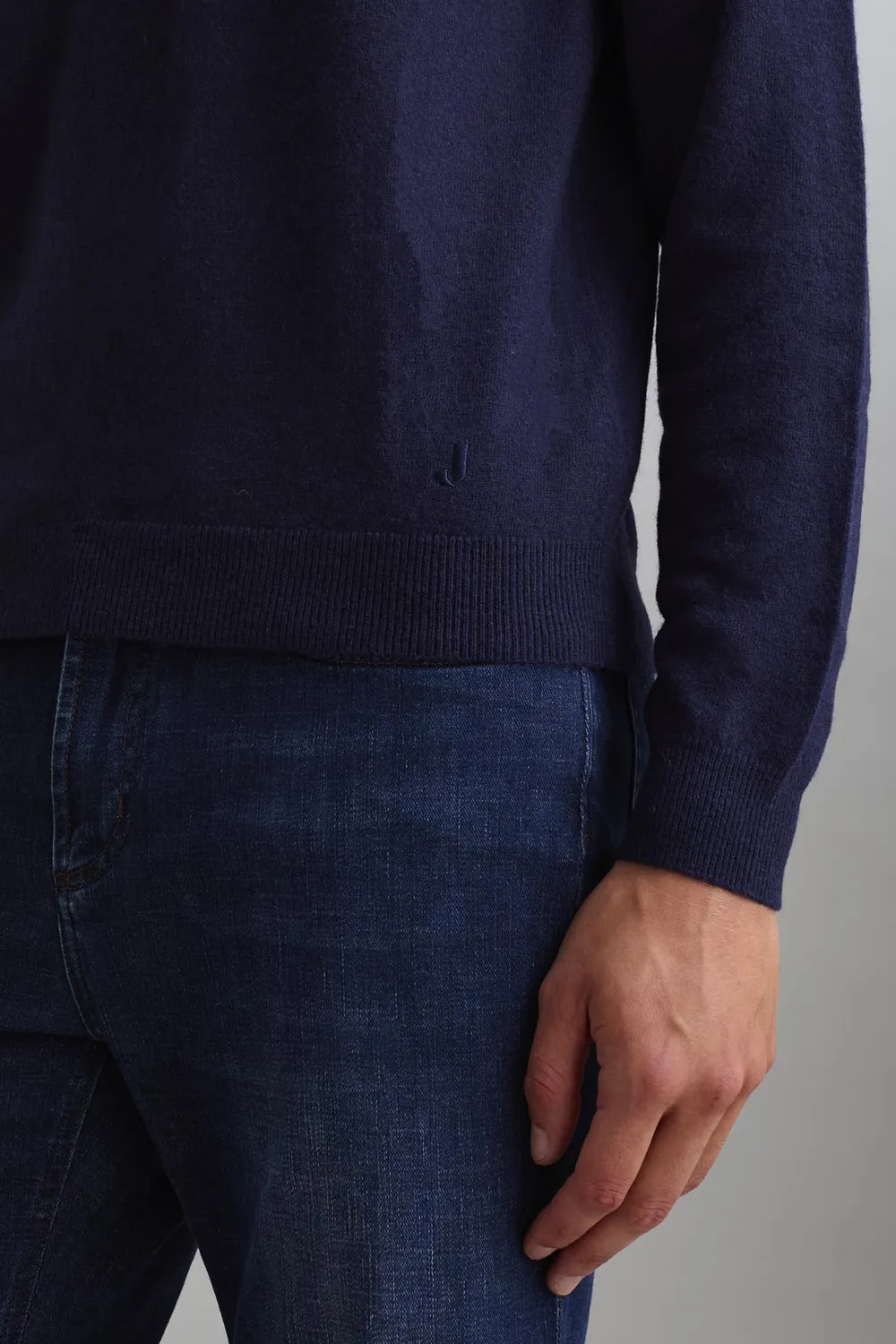 Jeckerson Girocollo Pullover dunkelblau Wolle cardato