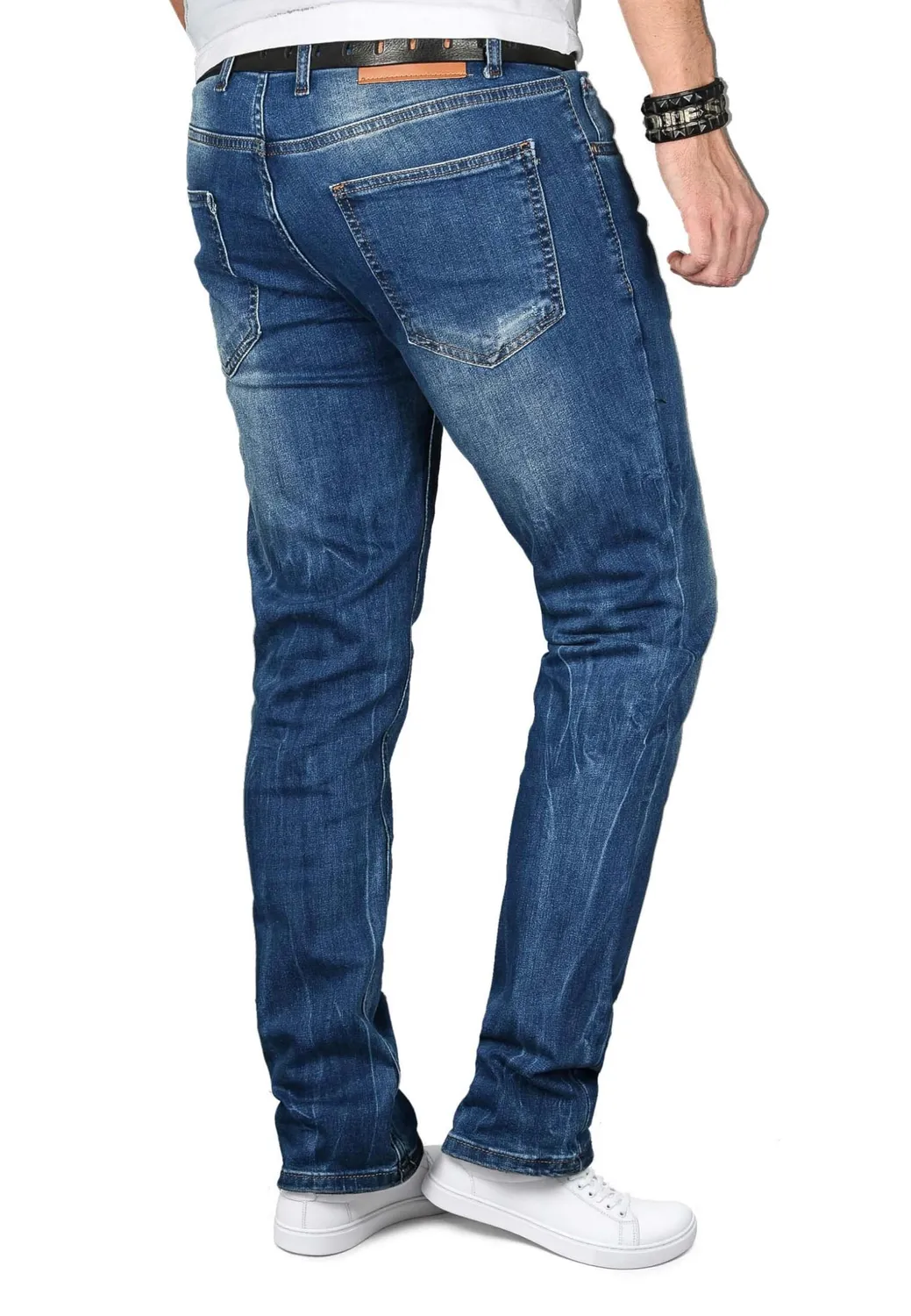 Alessandro Salvarini Slim Fit Jeans Herren Washed Stretch