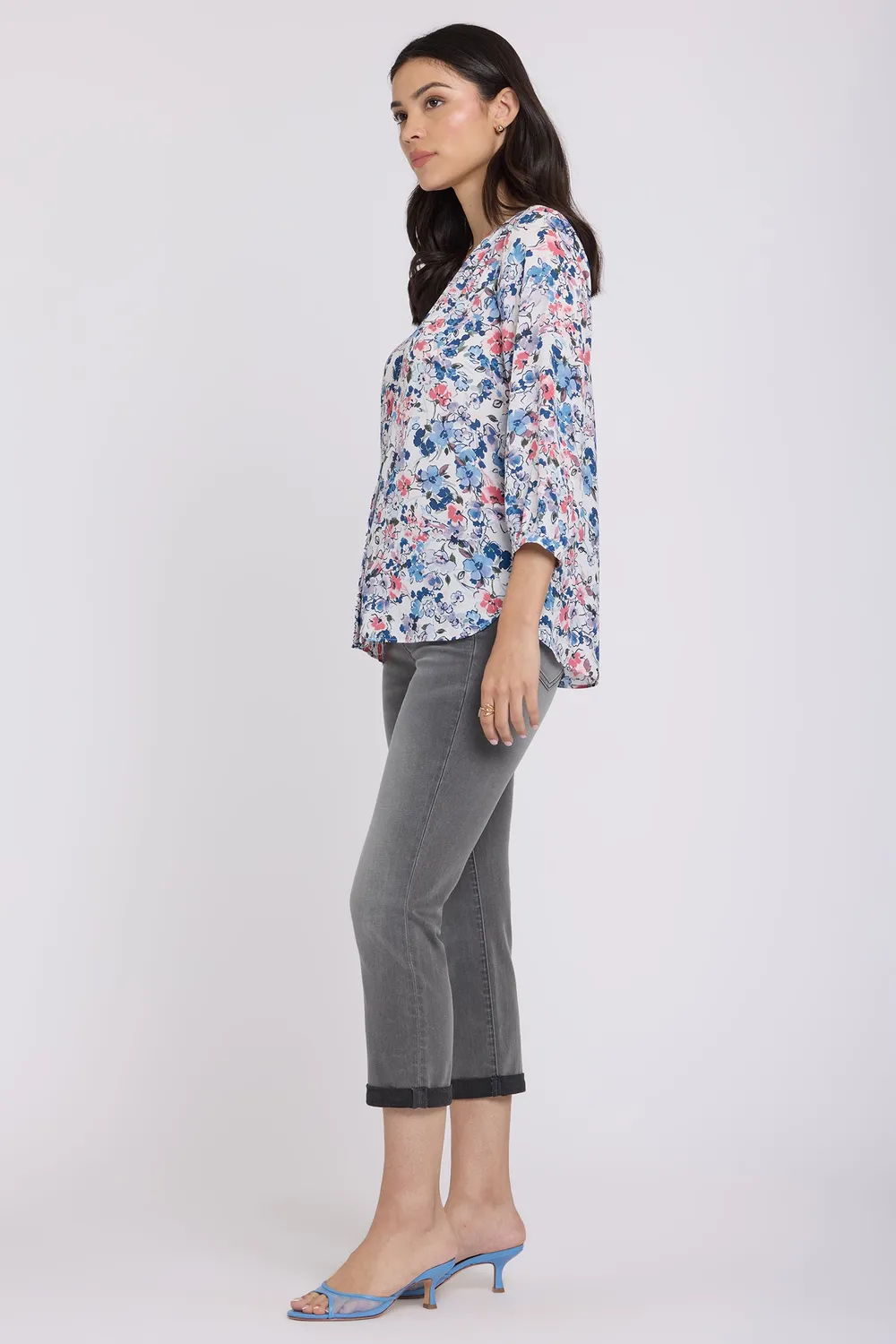 NYDJ Pintuck Bluse Desert Blooms floral rosa