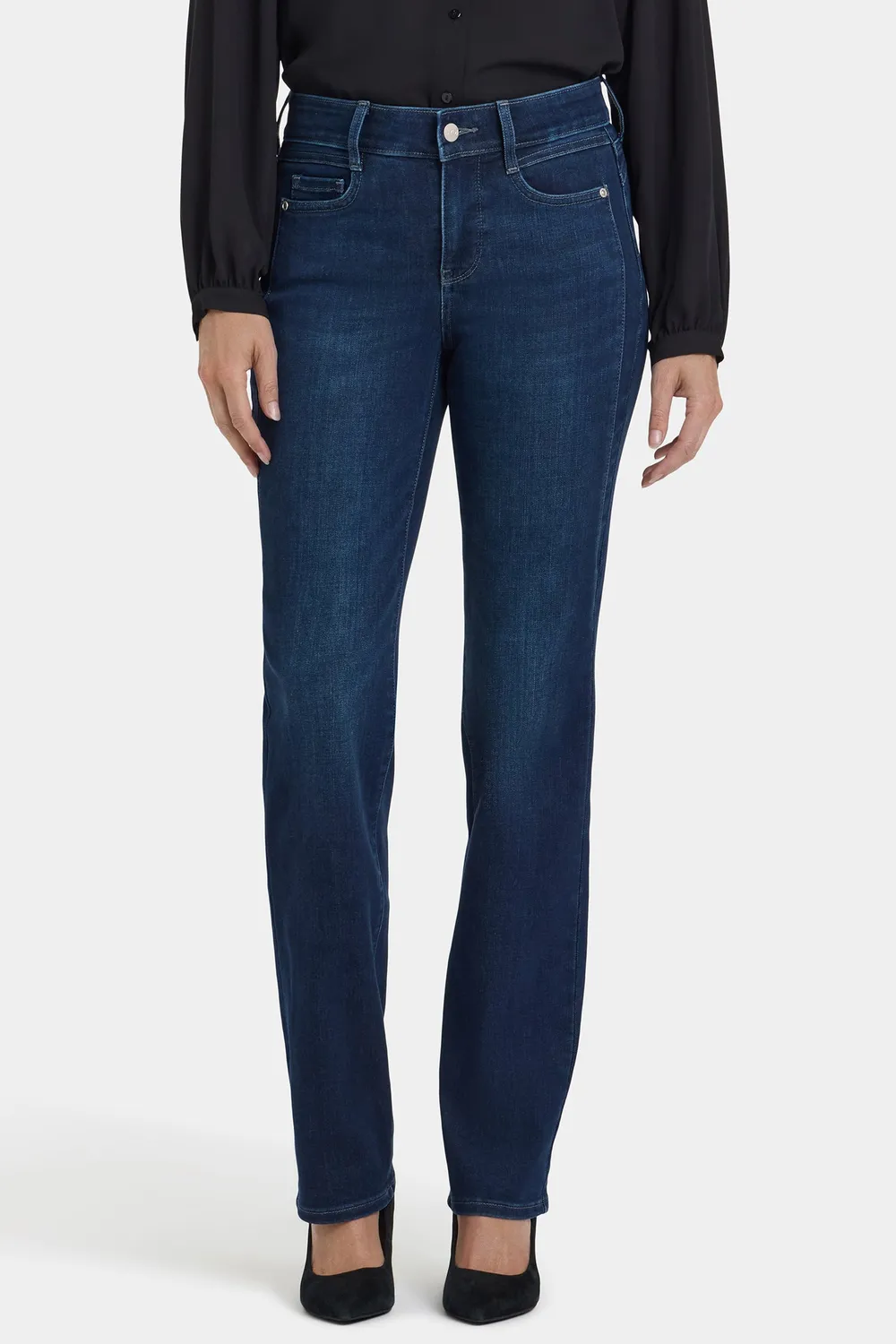 NYDJ Marilyn Straight Jeans Blackened Blue Dunkelblau