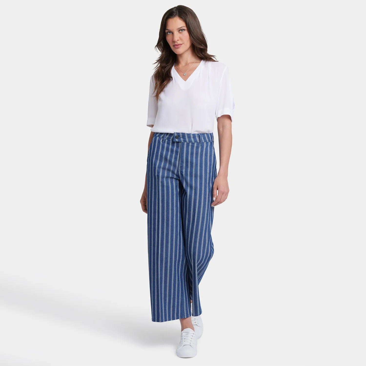 NYDJ Mona Jeans Wide Leg Huelva Stripe Hüftfrei