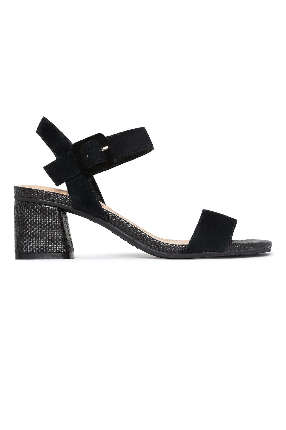 NYDJ Gaiana Sandalen Schwarz Blockabsatz Wildleder